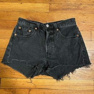 Levi's Black Distressed Jean Shorts